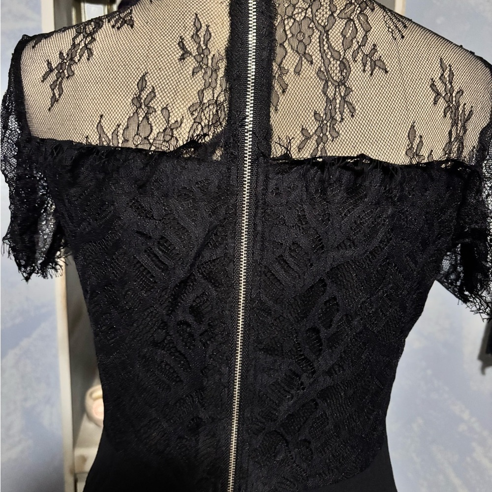 Twik Black Lace Mini Dress #lace #bow #preppy #goth - Picture 8 of 12